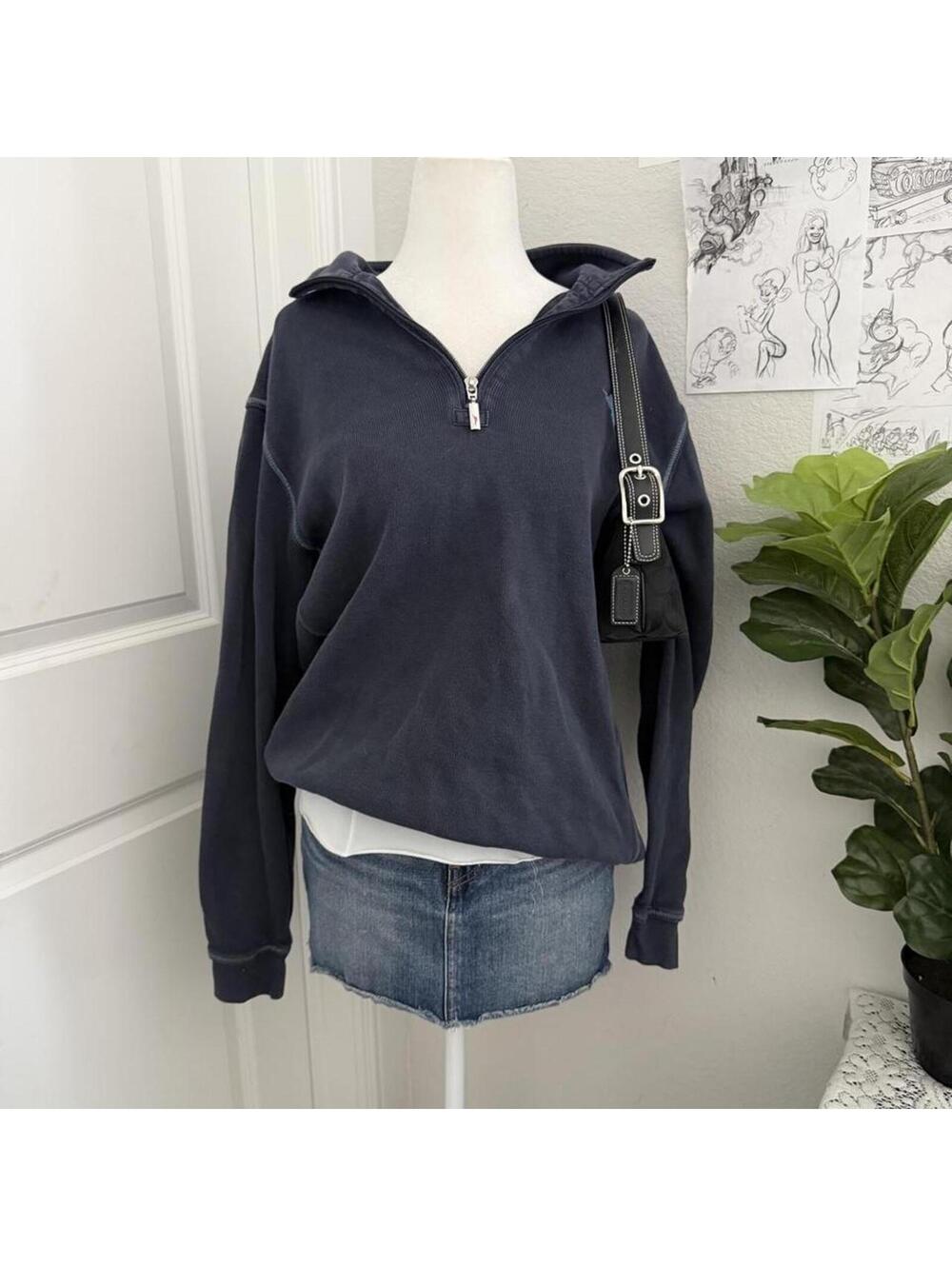 Tommy Bahama black quarter zip sweater